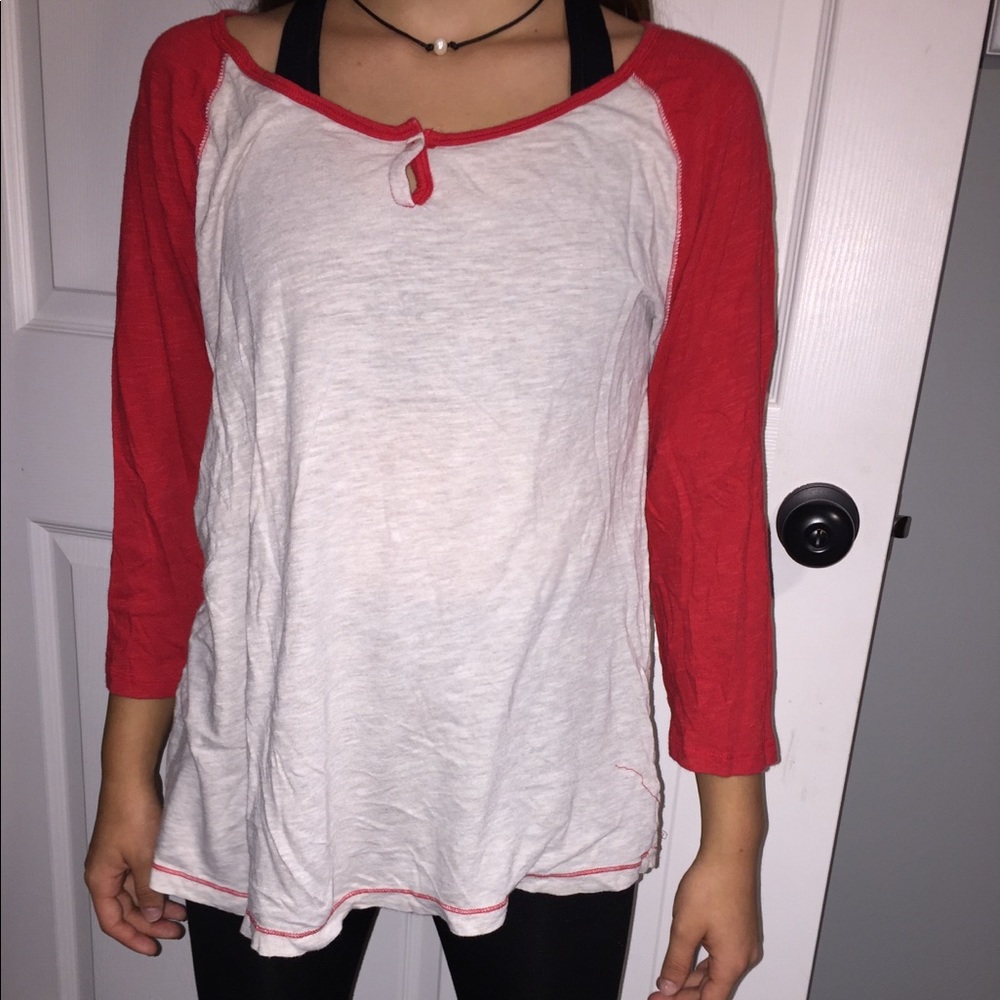 Red and white tee
